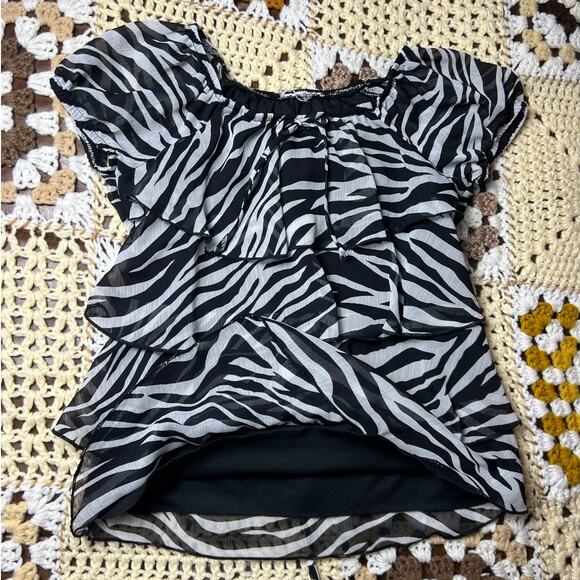 y2k zebra ruffle top - Picture 4 of 8